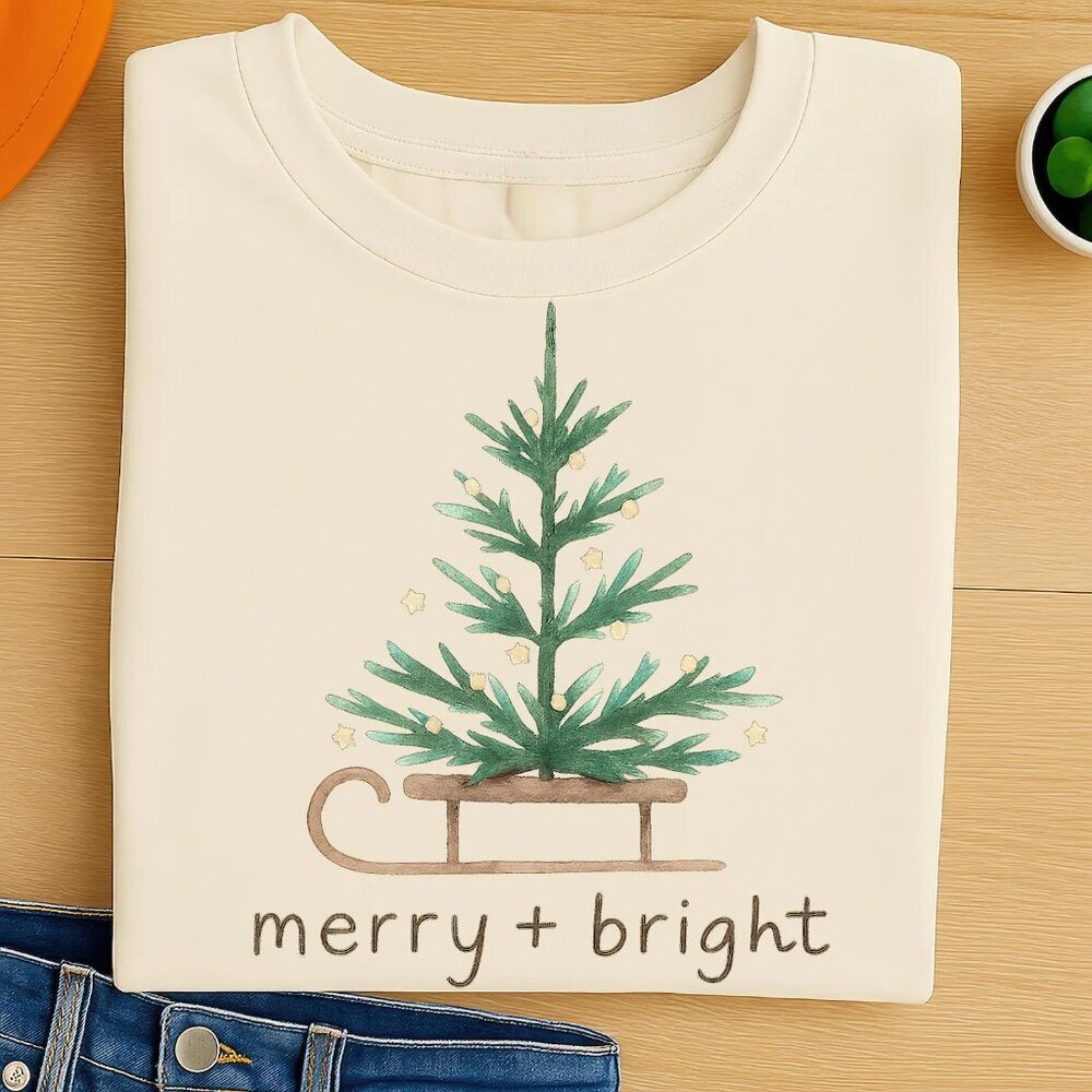 Merry and Bright, Christmas Tree Comfort Colors Shirt 05